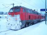 BR 218 mit Zugen Eine 218er im Schnee am 31/01/2010.
