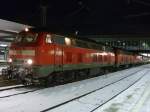 BR 218 mit Zugen 218 421, 218 437 und 1116 255 mit EN 463& D499 in Richtung Budapest und Zagreb wurden auf Grund der Baustelle zwischen Prien und Traunstein, �ber Markt Schwaben, M�hldorf, Garching, Freilassing umgeleitet. Am 30.01.2010