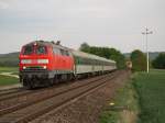 BR 218 mit Zugen 218-229 am 3.05.2007 in Zeitlarn mit dem Prager