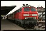 BR 218 mit Zugen Comeback der 218, Karlsruhe-Neustadt! 218 130 macht halt in Landau(Pfalz). Aufgenommen am 17.03.10.