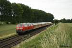 BR 218 mit Zugen 218 448 am 6.7.2010 bei Derneburg.