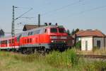 BR 218 mit Zugen 218 274-5 am 12.07.2010 bei Woltorf