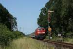 BR 218 mit Zugen 218 345 mit dem 'Soldaten-IC' am 16.7.2010 in Munster.
