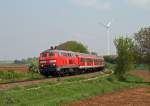 BR 218 mit Zugen Am 08. Mai 2010 legt sich die Karlsruher 218 478 mit dem RE 28874 von Karlsruhe nach Neustadt (Weinstra�e) als Ersatz f�r zwei Triebwagen der Baureihe 642 in eine lange Kurve kurz vor dem Bahnhof von Winden (Pfalz).
