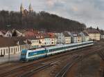 BR 223 Die 223 067 am 02.04.2010mit dem ALEX von Prag nach N�rnberg bei der Einfahrt in Schwandorf. 