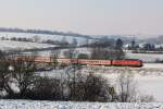 232 569 zieht am 20.12.09 RE 3623, Erfurt-Altenburg bei Saara ...