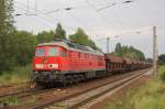 Mit einem Ganzzug Sch�ttgutwagen f�hrt 233 683-2 durch Leipzig-Thekla in ...