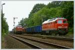 233 112 und 232 535 im Bahnhof Uhyst am 24.06.2010 ...
