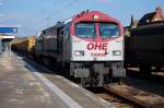 330090 der OHE mit einem Holzzug in Rathenow. 23.03.2010  ...