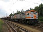 br-250-tiger Hvle 250 010 h�lt am 25.06.'10 mit ihrem G�terzug in Hosena