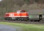 br-275-mak-g-1206 Mak G 1206 der RLG (RLG 54) mit leerem Kohlezug am 26.02.2010 in Arnsberg auf dem Weg nach Neheim-H�sten.