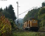 V150.2 der SLG mit einem Bauzug am km 30,0 19.9.09 ...