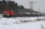 298 336-9 mit beladenen Coilwaggons am alten Containerbhf. Eberswalde vorbei ...