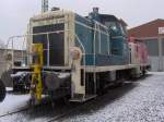 Eine alte BR 364 der RSE vor dem Lokschuppen im ...