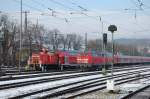 BR 365 'Bundesbahnklassiker' unter sich: Die kleine 365 683-2 steht am 7.1.2010 neben der gro�en 218 443-0. Beide Loks sind im Besitz der RAB und konnten hier in ihrem 'Heimatbahnhof' Ulm aufgenommen werden.