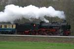 BR 38 Die 38 2267 mit ihrem Sonderzug nach Flandersbach am 11.4.10am Abzweig Anger