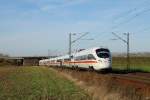 ICE 1555 nach Dresden Hbf ist am 19.11.2009 zwischen Zeithain ...