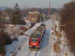 429 027 verlie� am 23.Januar 2010, als RE 33216 Sassnitz-Rostock, ...