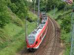 Einfahrender RE 33314 aus Binz erreicht Stralsund.Aufgenommen von der Paschenbergbr�cke ...