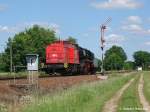 50 3610-8 und 202 822-3 am Abzweig S�richen in Horka ...