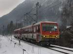 Der 628 072 der HLB am 13.02.2010 als BLB Ersatzzug ...