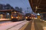 In Ludwigslust stehen die Triebwagen nach Schwerin und Hagenow zur ...
