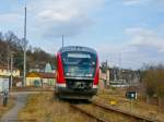 br-642-desiro-db Hier zweigt ein Desiro als RB nach P��neck unt Bf gerade hinter Orlam�nde von der Saalbahn auf die Orlabahn ab. (19.03.2010)