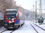 br-643-talent-db Die Euregiobahn RB20 nach Langerwehe f�hrt in Aachen West ein. Rechts im Bild ist noch eine 185er der Rail4Chem zu sehen.
