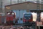 br-643-talent-db 362 942-5 steht abgestellt neben 643 207 vor dem Aachener Bw 6.4.10