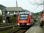 am 24.3.10 - der Bahnhof des kleinen Ortes Br�gge/Westf. (RB ...