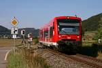 br-650-regioshuttle-db Am 1. September 2009 ist 650 321 mit einem baugleichen Triebwagen der RAB Ulm bei Oberkochen unterwegs als RE 22541 von Crailsheim nach Ulm.