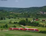 Zwei Unbekannte 650 als RB 22116 (Herrenberg-T�bingen Hbf) bei T�bingen ...