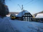 BR 701 Turmtriebwagen (701 119-0) der Landeseisenbahn Lippe, am  19. Dezember 2009 auf der Extertalbahn in Ullenhausen