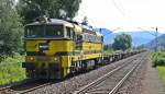 750 059-8, der tschechischen AWT, zieht am 05.08. 10 einen Leerzug ...