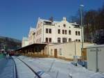 171 056-5 der Wiesentatalbahn in Annaberg Buhholz unterer Bahnhof, am ...