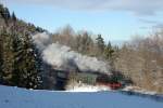 BR 78 EFZ Dreik�nigsdampf 2010: 78 468 mit ihrem Sonderzug kurz vor dem ehemaligen Bahnhof Albstadt-Laufen, 03.01.10