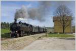 br-93 93.1420 am 22.4.2010 mit ihrem Fotoperser von Retz nach Drosendorf bei der Ausfahrt aus Geras-Kottaun.