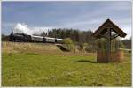 br-93 93.1420 am Vormittag des 22.4.2010 mit ihrem Fotoperser von Retz nach Drosendorf zwischen Geras und Zissersdorf aufgenommen.