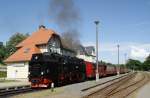 BR 99.72 99 7246-6 am Abend des 07.06.10 bei bester Sonne im Bahnhof Elend.