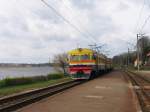 BR ER 2T ER2-1317-07R mit Regionalzug 6420 Sloka-Riga Pasazieru auf Bahnhof Majori am 1-5-2010.