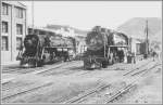 Lok 301 und 312 im Bahnbetriebswerk der RFFSA in Tubarao/Santa Caterina. (Archiv 04/1981)