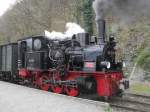 Brohltalbahn Dampflok 99 7203 steht im Bahnhof Brohl der Brohltalbahn.April 2010.