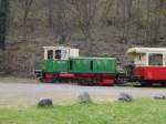 Brohltalbahn Diesellok D2 von O&K war am 11.4.10 Schublok f�r einen langen Personenzug der Brohltalbahn wo die Dampflok 99 7203 Zuglok war.
