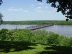 Burlington Nothern and Santa Fe BNSF Here is the Burlington Northern Santa Fe bridge during the flood of 2008. All rail traffic and river traffic were halted. 17 June 2008
