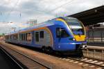 Cantus-Bahn 427 001 steht am 30.04.2010 im Bahnhof Bebra zur Abfahrt nach Eisenach bereit.