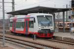 VT 514 der City-Bahn Chemnitz am 24.02.2012 in Glauchau(Hbf.).  ...