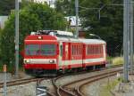CJ 1000 mm CJ BDe 4/4 611 und Bt 117 bei der Einfahrt in den Bahnhof La Chaux-de-fonds am 28.07.10