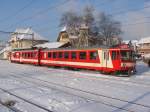 Triebwagen BDe 4/4 613 und steuerwagen ABt 713 im Bf. ...