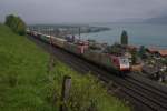 185 584-9 und 185 600-4 ziehen am 15.5.10 einen Containerzug ...