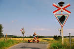 Dänemark, am 13. August 2004 mieteten wir uns im Bahnhof Allingabro dieses Schienenfahrrad und genossen die Landschaft auf der stillgelegten Strecke nach Pindstrup.